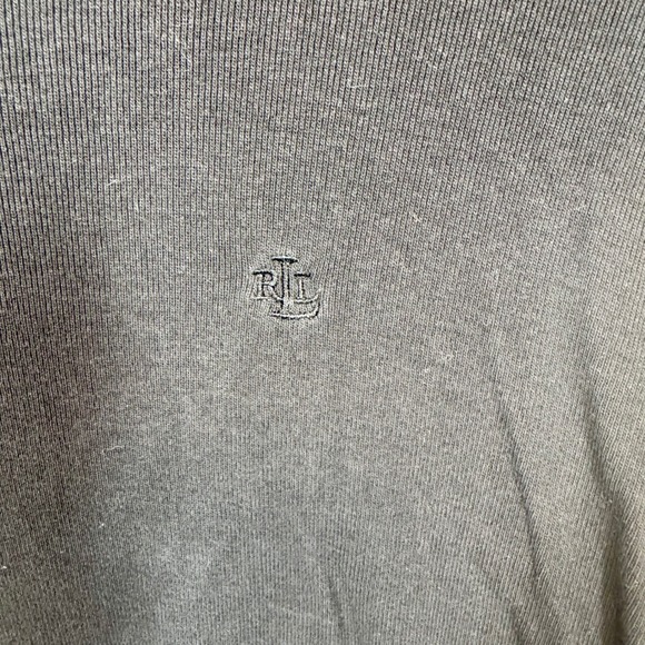 Lauren Ralph Lauren Long Sleeve Top Ribbed Knit Classic Logo Black L - Picture 3 of 8